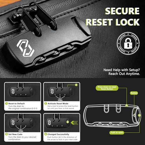 Image of OZCHIN Smell Proof Bag with Combination Lock Tobacco Pipe Pouch Bag File Organizer Case Container Medicine Lock Box Odorless Storage Bag Great Gift for Friend (Black, L)