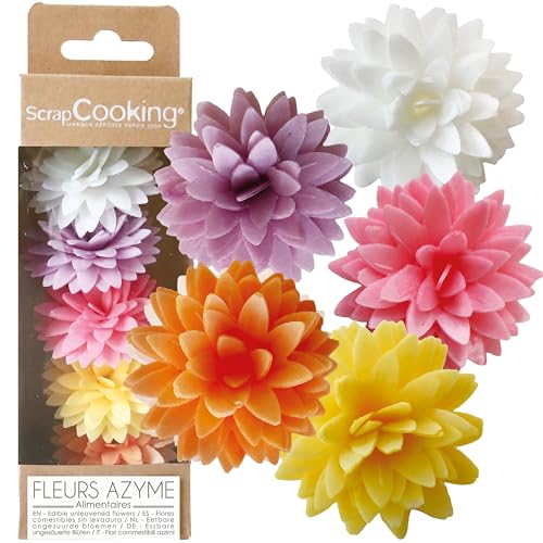 ScrapCooking - 5 Dahlias Assortis en Azyme - Fleurs Comestibles Décoration Gâteau - Déco...