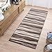 Produktbild TAPISO Sari Teppich Läufer Flur Braun Beige Kurzflor Modern Streifen Meterware Brücke nach Maß Küche Wohnzimmer Schlafzimmer ÖKOTEX 80 x 440 cm