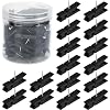 60 Pieces Black Push Pins with Wooden Clips, Clothespin Pushpins Cute Decorative Thumb Tacks for Cork Board, Bulletin Board, Photos, Crafts, Classroom Office