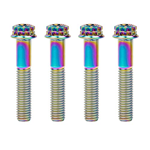 Image of Titanium Flange 12 Point Head M8 x15 20 25 30 35 40 45 50 55 60 65mm Screw Bolt Pack of 4 (M8x40mm, Rainbow)