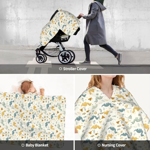 Housse de siège auto bébé couverture allaitement respirante tissu doux dinosaure - 6