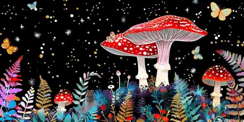 Diamant Painting Champignons ciel étoilé grand format 60x120 cm - Kit Peinture Diamond Adulte