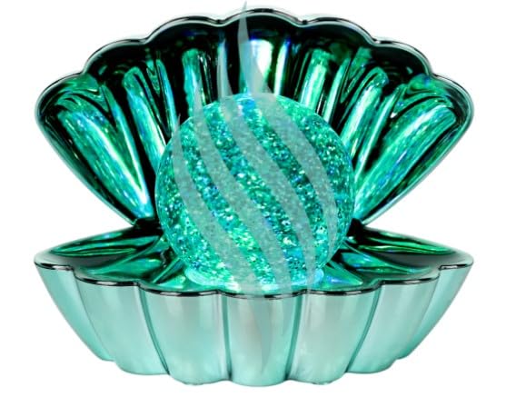 Dnaaz Mint.Metallic-Colour Ch'ging Clam wt Glitter Pearl Sea Shell LED Colour Changing Lamp