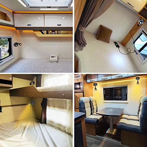 WTNYOU Luzes interiores para trailer, LED 12V com porta USB, luz de leitura para trailer, luz de cab