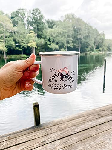 This Is My Happy Place Enamel Campfire Mug, Mountain Camping Coffee Cup, Nature Outdoor Hiking Camp Lover Gift (12Oz) #TOP2