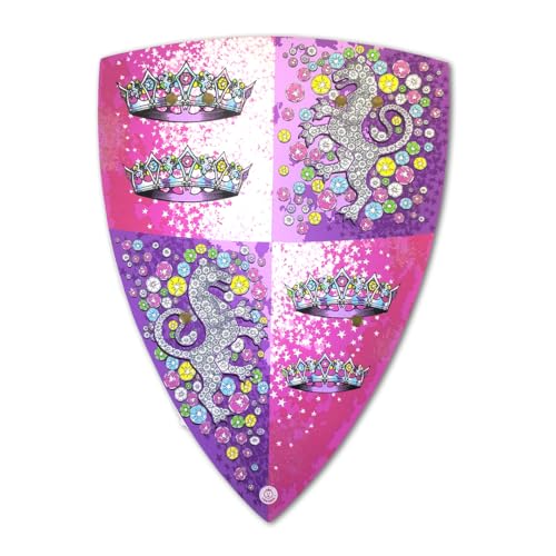 Liontouch - Escudo de Princesa de Cristal, para Niñas Edades de 3-8 Años | Espuma Segura Estilo Medieval Rosa y Plateado de Leona | Armas Seguras y Armadura para Disfraces y Trajes Reales