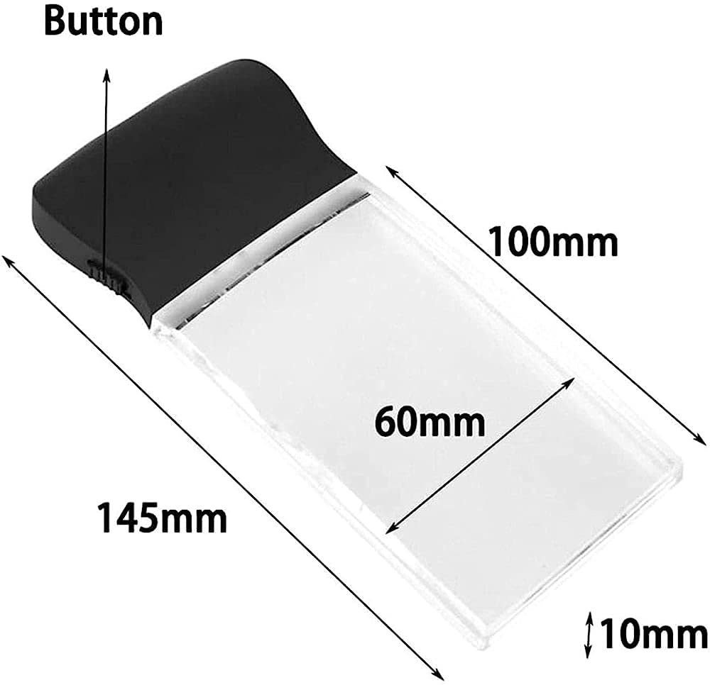Lupa de Mano con luz LED, Cuadrada, de Gran área de Lectura, óptica Ultrafina, Aumento de 2X.