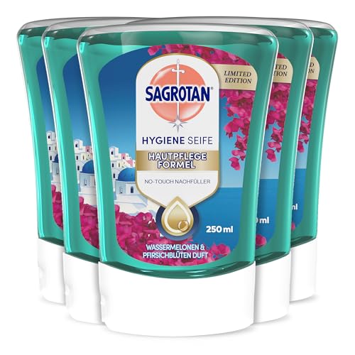 Sagrotan No-Touch Nachfüller Floral Coast Limited Edition – Für den automatischen Seifenspender – 5 x 250 ml Handseife