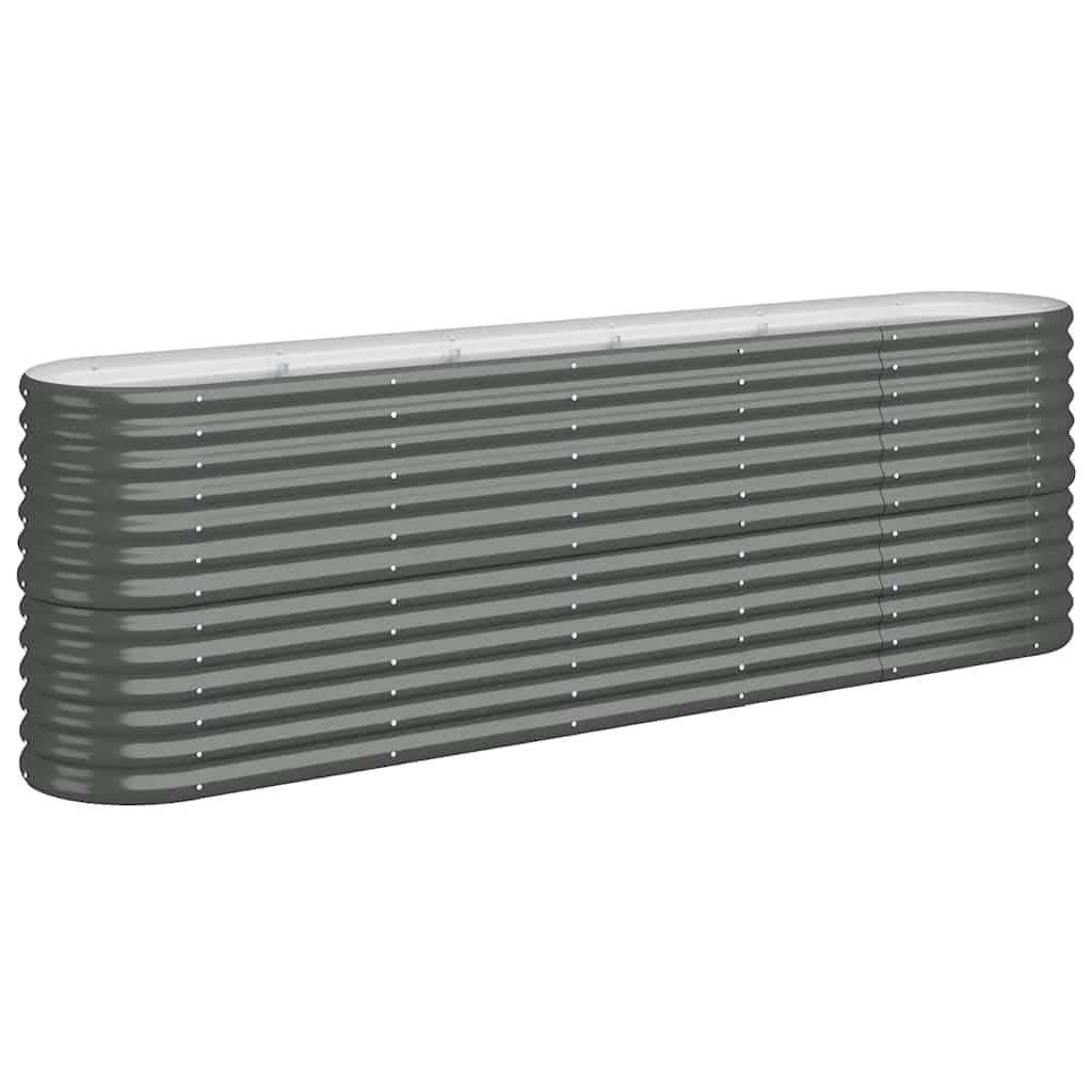 vidaXL Garden Raised Bed Flower Stand Pot Plant Tray Balcony Flower Box Plant Pot Stand Patio Planter Box Galvanised Steel 224x40x68 cm Anthracite