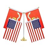 USMC Ausstellungsständer mit amerikanischer Flagge, Tischflaggen, Veteranenbüro, Zuhause, Bar, internationale Konferenz, Themenparty, Urlaub, Dekorationen, Metallsockel, 4 Flaggen