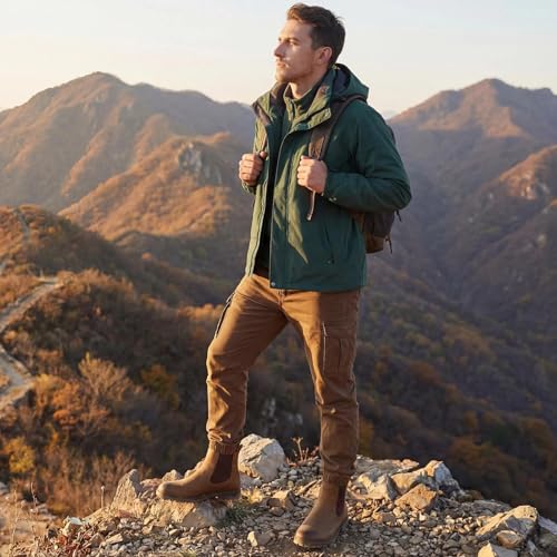 Image of CGRRBW Men's Chelsea Boots Suede Leather Casual Cowboy Boots for Men