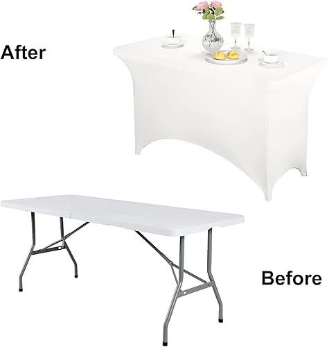 Miniatura 376 de FORLIFE Paquete de 6 manteles de elastano, de ajuste universal para mesas rectangulares de 6 pies, para patios, bodas, banquetes, fiestas