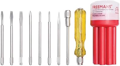 FREEMANS 8-in-1 Pieces Screw Driver Kit With Neon Bulb, Includes 3 Flat Blades || 3 Phillips Head || 1 Round Poker Bar || Extension Rod, Multi-Purpose Screwdriver Tool Set for DIY Home Use
