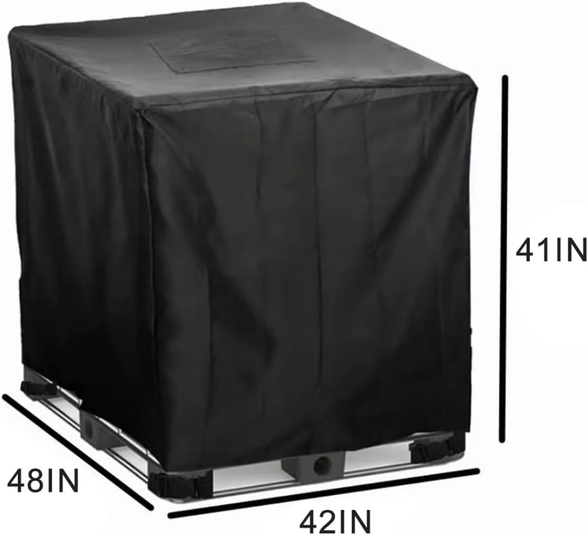 IBC Tote Cover for 300 Gallon Rain Barrel, 210D Heavy Duty Outdoor Waterproof Sun Protection Anti-UV Anti-Dust IBC Rain Water Tank Cover(Black,300 Gallon)