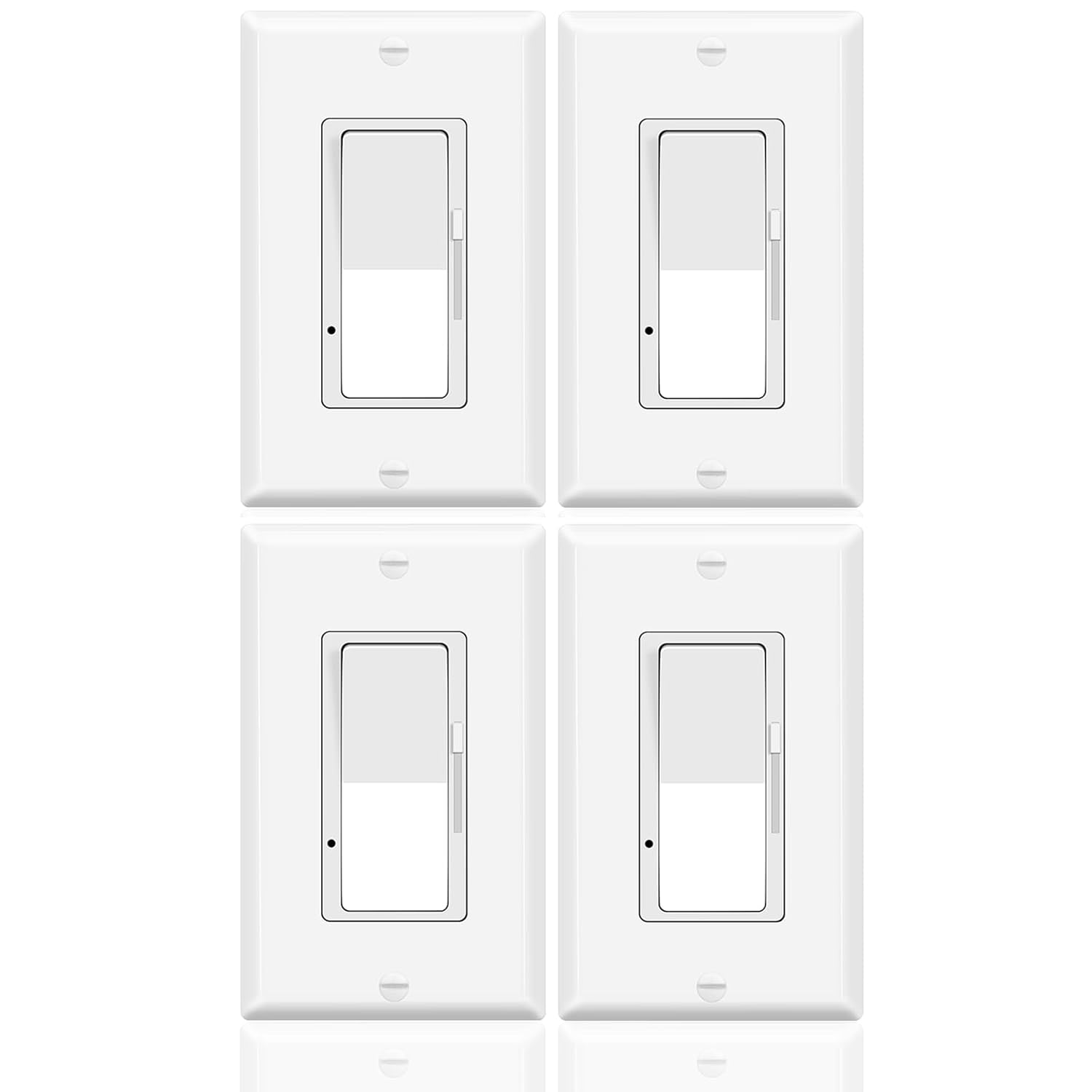 Dimmer Light Switch,Nineleaf 4 Pack 3-Way Dimmer Switch for Dimmable 150W LED and CFL Lights, 600W Halogen and Incandescent,15A 120V, No Neutral Wire Required, Commercial Grade, ETL Listed