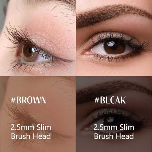Mascara Black & Brown 2Pcs Metal Essence 3D Curling Mascara Waterproof Washable Extra Slim Vegan Formula Long Lasting Fibre Smudgeproof Make-Up Extra Slim Metal Bristleless - Image 6