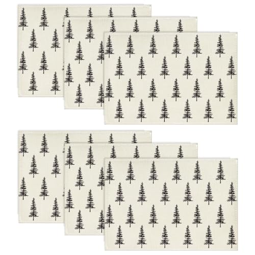 Artoid Mode Schwarz Bäume Weihnachten Platzsets 6er Set, 30x45cm...