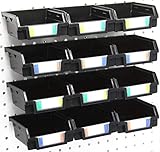 12 Pack Black Pegboard Bins - Pegboard Hardware Parts Storage Craft Organizer Sample Room Organzier PegBoard Workbench Bins Accessories