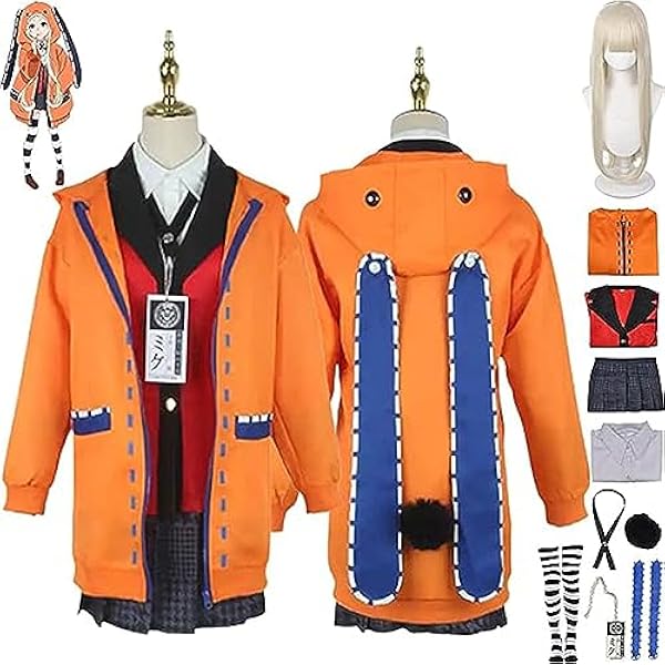 Kakegurui-Yomozuki kostuum, Runa volledige set gewaad rok, Runa cosplay kostuum met pruik, anime karakter Lolita JK uniform kimono mantel kleding voor meisjes