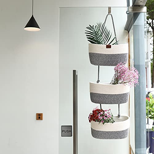 Over The Door Organizer, Gorifei 3-Tier Wall Mount Hanging Basket For Closet Organizing, Detachable & Decorative Hanging Storage Organizers Baskets For Living Room, Bathroom, Bedroom, Navy #TOP5
