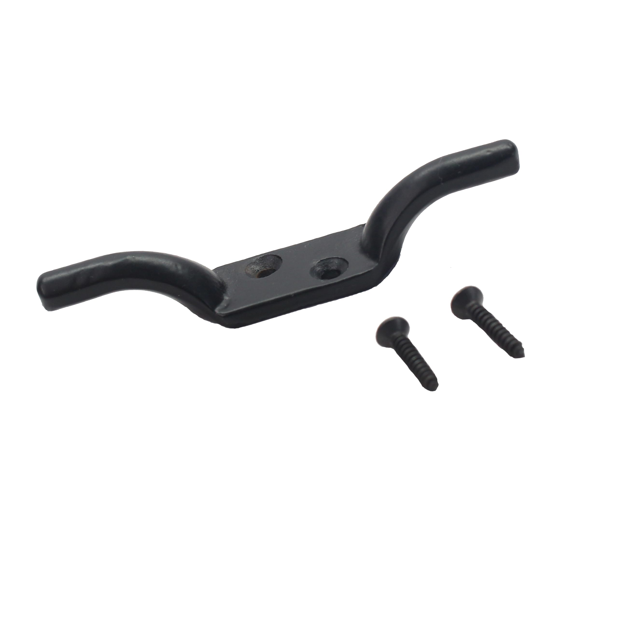 SUL Cleat Hook 100mm Heavy Duty Black Coated Rope Cord Cleat Hook, Halyard Rope Cleat Hook Flagpole Trailer Rope Roman Blind Cord Hooks Cleat Hooks for Washing Line with Screws - 4 inch (1)