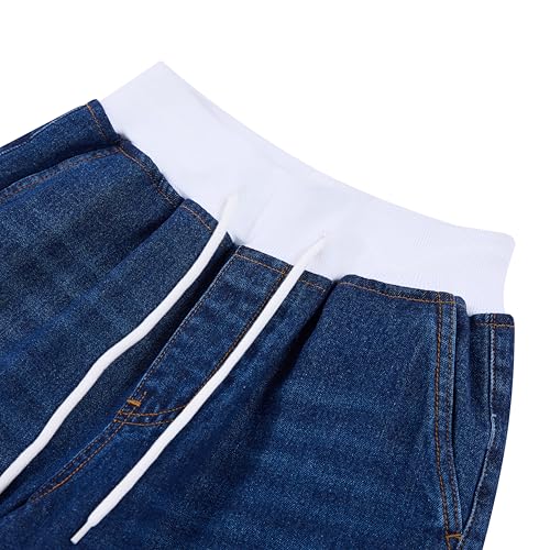 Women's Casual Stretch Mid-Waist Wide-Leg Jeans and Pocket Denim Trousers4