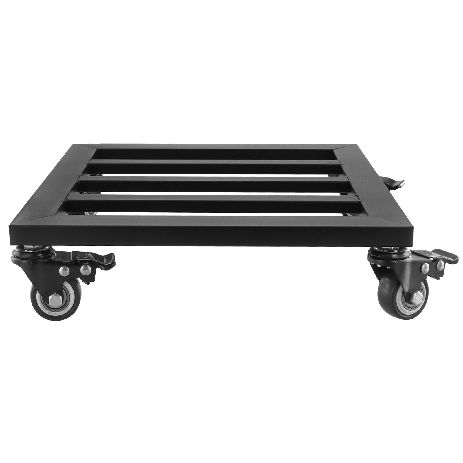 SINJEUN Paquete de 2 soportes cuadrados para macetas con ruedas, 30 x 30 x 8 cm, estantes móviles negros para macetas, carrito de metal para interiores y exteriores