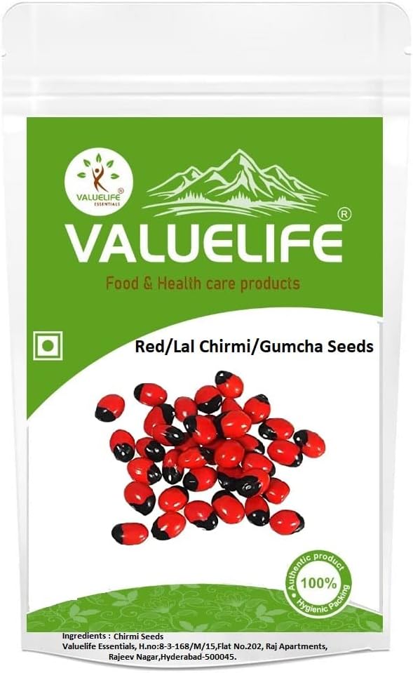 Red-lal chirmi seeds-Gunja Lal Seeds - Chirmati Red Beej - Lal Ratti - Abrus Precatorius (100g)