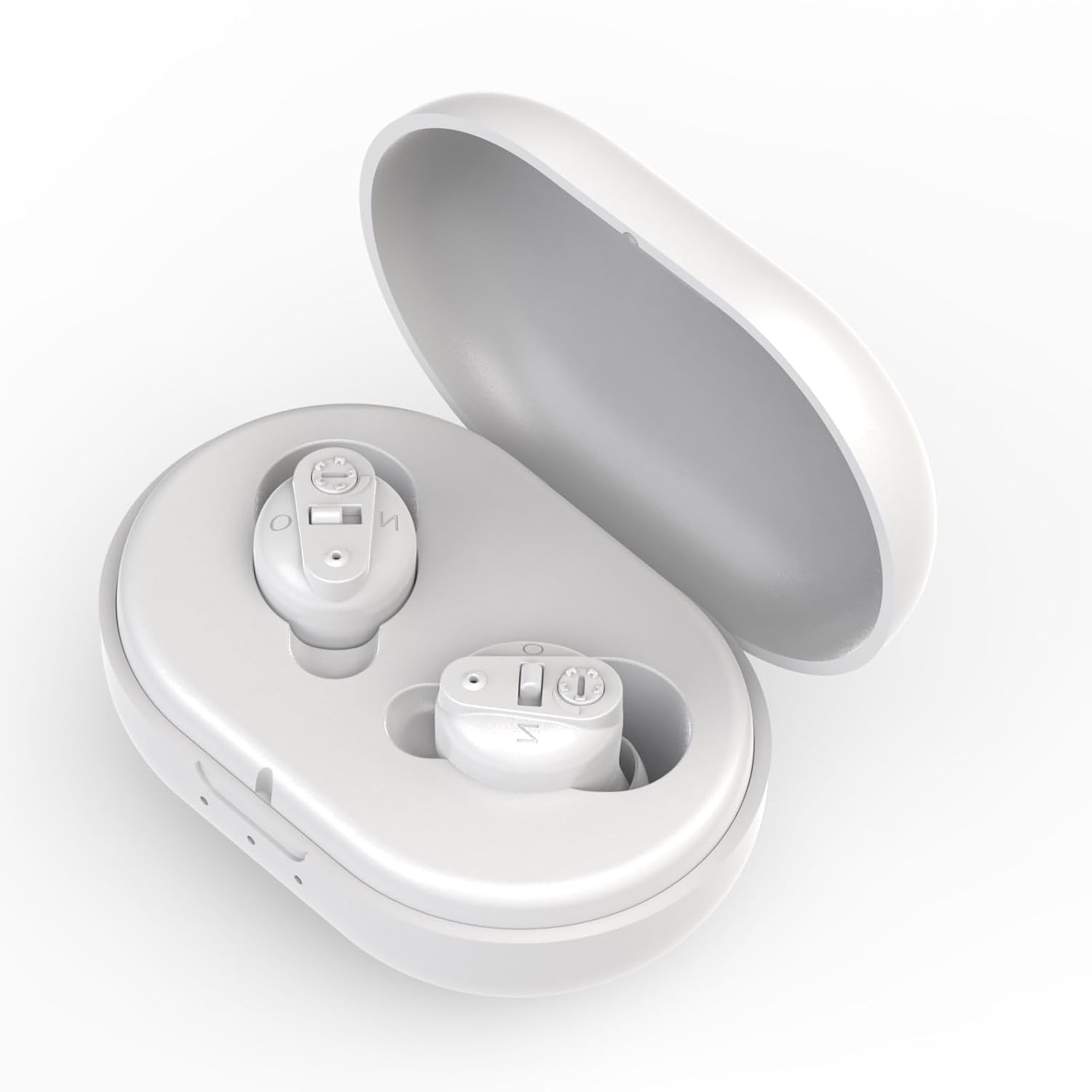 Hearing Aids For Seniors Rechargeable With Noise Cancelling Hearing Aids Rechargeable Severe Hearing Loss With Portable Charging Case (White)