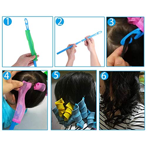 Jettingbuy 38 Pieces Hair Curlers Spiral Curls Magic Styling Kit Included 36 Pieces No Heat Hair Curlers And 2 Pieces Styling Hook Tools For Extra Long Hair Most Kinds Of Hairstyle(30Cm) #TOP3