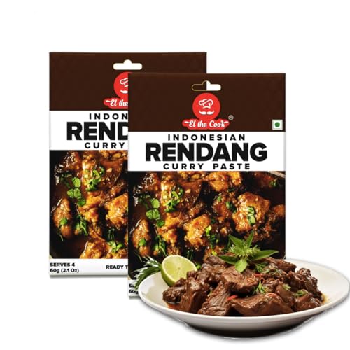 Image of EL The Cook Rendang Curry Paste | 100% Veg & Natural | Make Restaurant Style Chicken, Mutton, Prawn Indonesian Rendang Curry Fresh at Home | 60g Pack Serves 4-5 | Ready to Cook | Pack of 2
