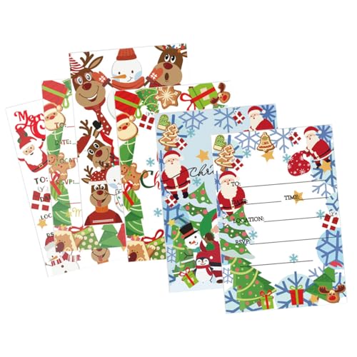 LGWJHCY Tarjeta Invitación Navidad, 30Pcs Suministros Fiesta Navidad, Tarjeta Patrón Navidad, Niños para Fiesta Navidad, Invitaciones de Fiesta Temática Navidad Cumpleaños