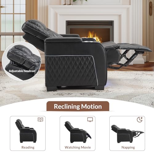 ANJ Dual Motor Power Recliner with Adjustable Headrest, Home Theater Seating with USB&Type-C Charging Ports, LED Light Strips, Cup Holders & Arm Storage, Electric Reclining Chairs for Living Room - Thumbnail 3