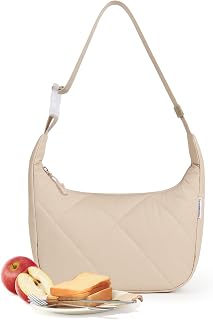 Lunch Bag Lunch Box for Women Adults, Insulated Reusable Lunch Tote with Adjustable Strap, Leakproof Cooler Bag High Capacity Food Lunch Container for Work, Office, Picnic, Travel, Beige