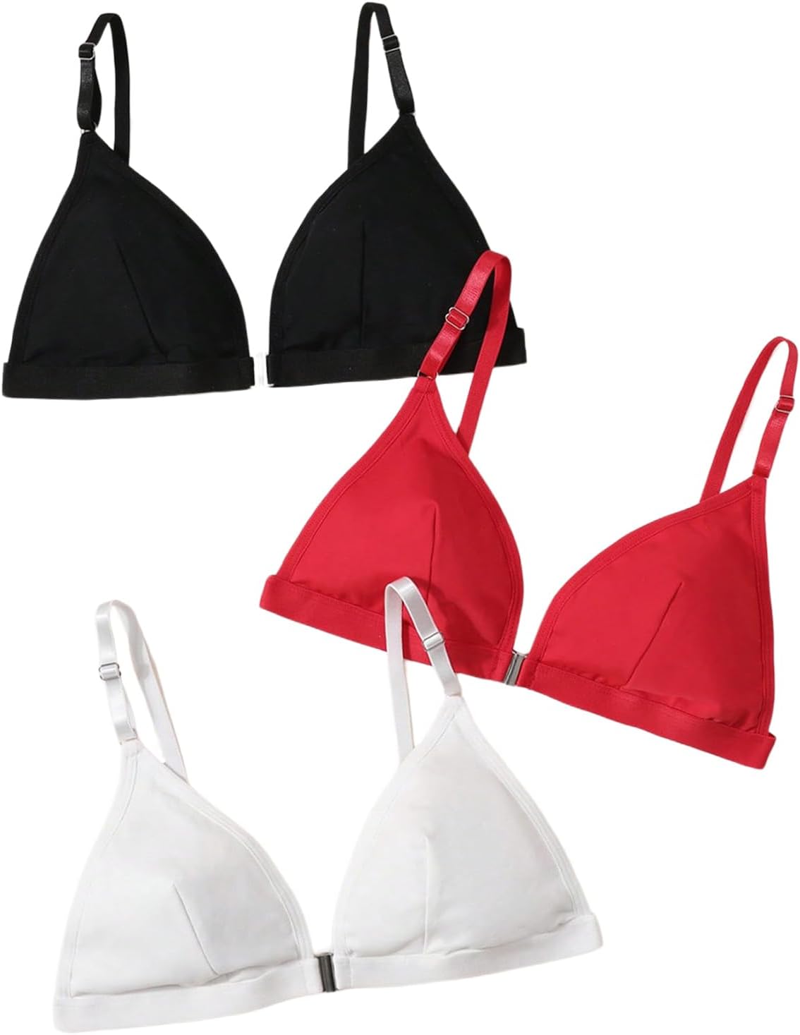 SOLY HUX Women's Front Closure Wireless Bra 3 Packs Bralettes Spaghetti Strap Leopard Bras