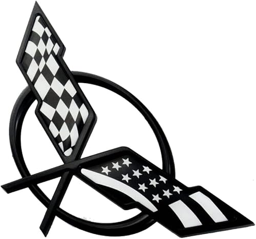 Miniatura 3 de Banderas cruzadas de nariz delantera, emblema de repuesto para automóvil 97-04 Corvette C5 Chevrolet Decal 19207384 19207385 (parte delantera - con