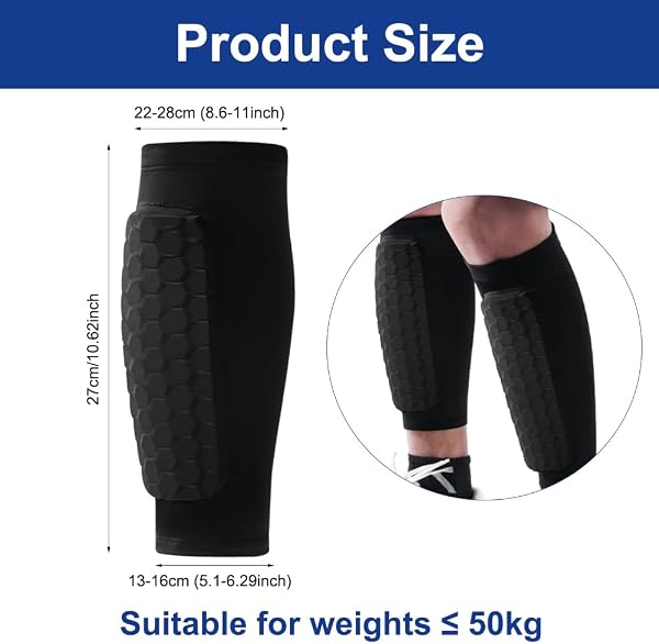 1 Paire de Protège-Tibia avec Coussinets en Nid d'abeille, Protège Tibias de Football Shin Guards Manchon, Protège Élite, Chaussette Protège Tibias Enfant, Protèges Tibias Foot, pour Cyclisme - 2