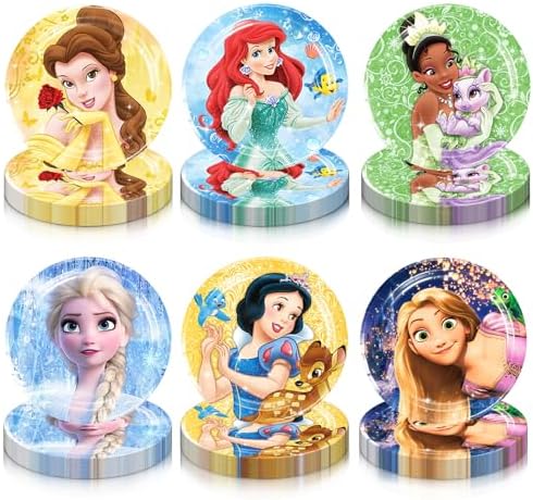 Amazon.com: Hbavfihnbg 60pcs Princess Birthday Party Plates Princess ...