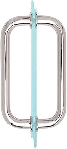 Dynasty Hardware Tirador tubular de puerta de ducha de 8 pulgadas para puertas de ducha sin marco, cromo pulido, con arandelas de moldura