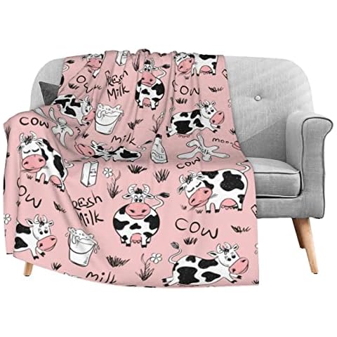 FeHuew Funny Animals Cow Milk Print Flannel Fleece Throw Blanket 50x60 inch Living Room/Bedroom/Sofa Couch Warm Soft Bed Blanket for Kids Adults Cover