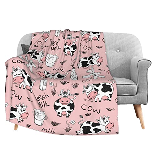 Fehuew Funny Animals Cow Milk Print Soft Throw Blanket 40X50 Inch Lightweight Warm Flannel Fleece Blanket For Couch Bed Sofa Travel Camping For Kids Adults #TOP8