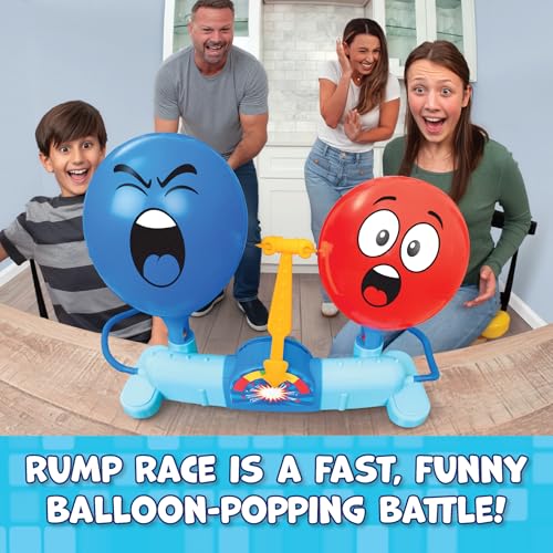 Image of Rump Race Family Game Night - Balloon Popping Battle Board Game - Party Game - The Race is On to Pop Your Opponents Balloon - Bounce Your Balloon Off - Ages 8+