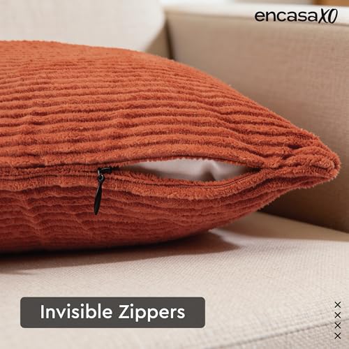 Image of Encasa XO Corduroy Cushion Covers, No Inserts, Set of 2, Brick