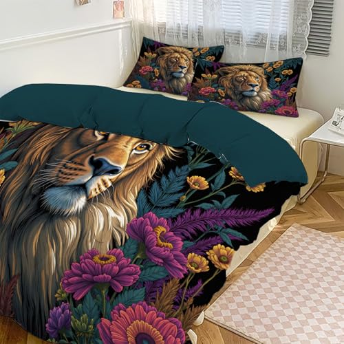 Parure de couette lion 240x260 en microfibre de luxe imprimée - 3