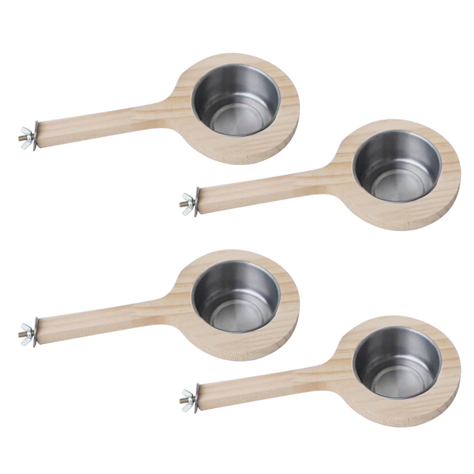 Mangiatoia per uccelli dimensioni con trespolo in legno e tazza alimentazione in acciaio inossidabile antiruggine, stazione alimentazione per ciotola per acqua per uccelli da gabbia