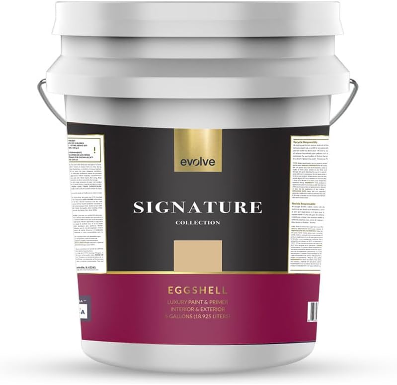 EVOLVE Signature Paint & Primer: Luxury Paint & Primer for Indoor & Outdoor Surfaces, Minimal Odor, Eggshell Sheen (Camel Brown, 5 Gallon)