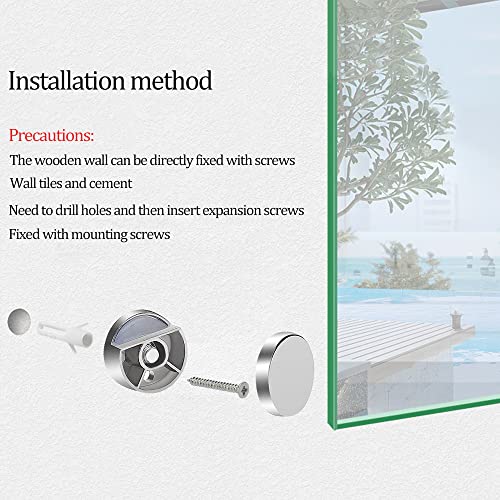 YIXISI 8 PCS Round Mirror Clips for 3-4 mm Thick Glass, Zinc Alloy Clamps With Plugs and Screws for Bathroom - Image 4