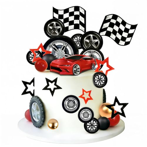 Lot de 27 décorations pour gâteaux en forme de voitures de course, matériau alimentaire Cars,...