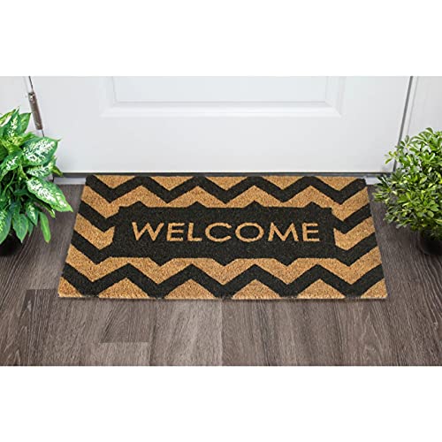 Rugsmith Black Machine Tufted Herringbone Welcome Doormat, 18" X 30" #TOP1